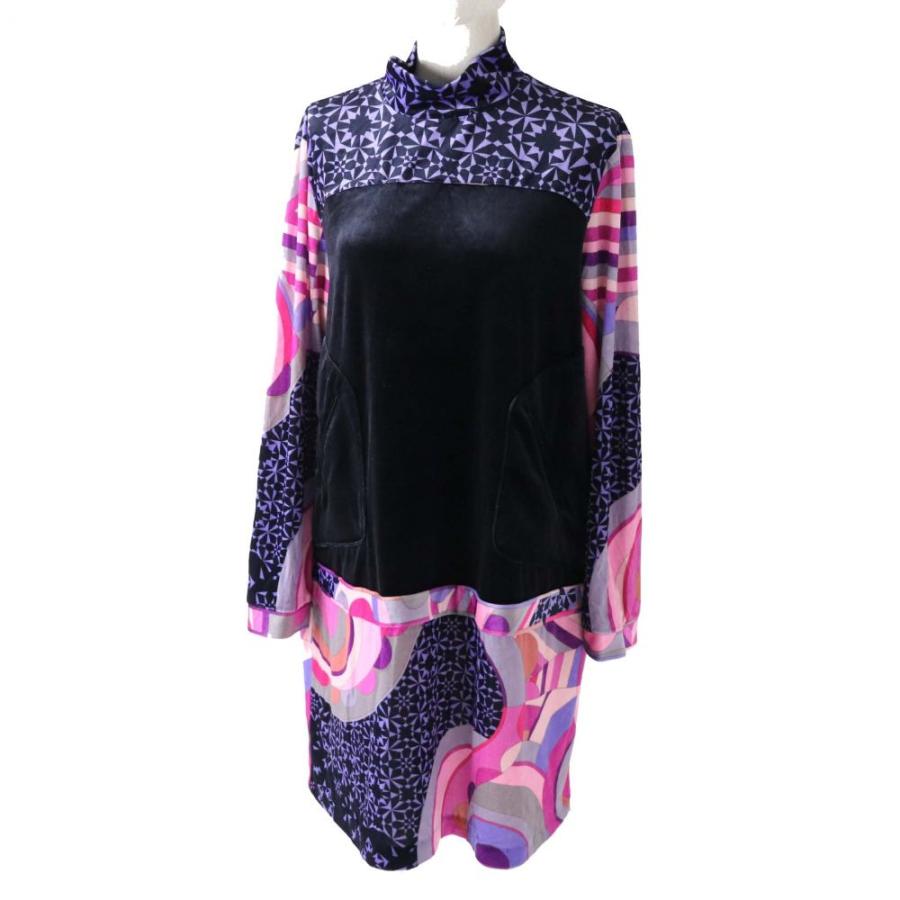 特別生産モデル 美品 正規品 日本製 レオナール ファッション レディース 長袖 ハイネック ベロアワンピース 総柄切り替えデザイン 黒 紫 42 準備中 レディースファッション ワンピース Repertoiremag Com