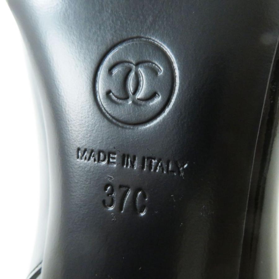極美品◎イタリア製 CHANEL シャネル G38579 レディース ココマーク付き パテントレザー サイドゴア ショートブーツ ブラック 黒 37C｜brand-td-store｜09