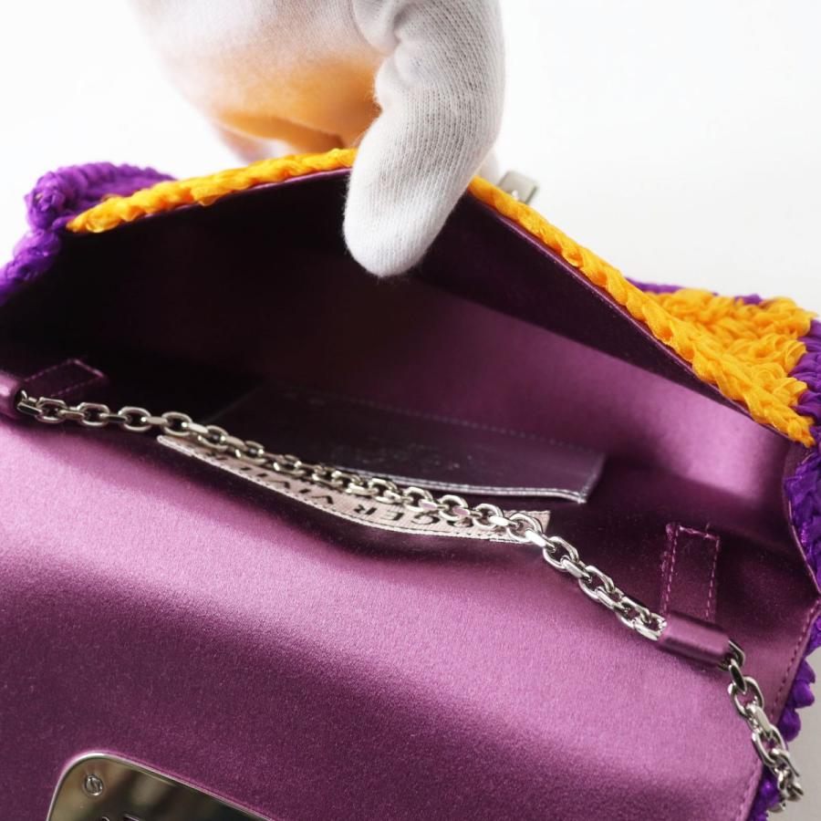 【ドンドン見直し】未使用品◎Roger Vivier ロジェヴィヴィエ ヴィヴショック ミニ チェーンショルダーバッグ クリスタルバックル 紫×黄色 袋・タグ付 ROGER VIVIER - 【ドンドン見直し】未使用品◎Roger Vivier ロジェ
