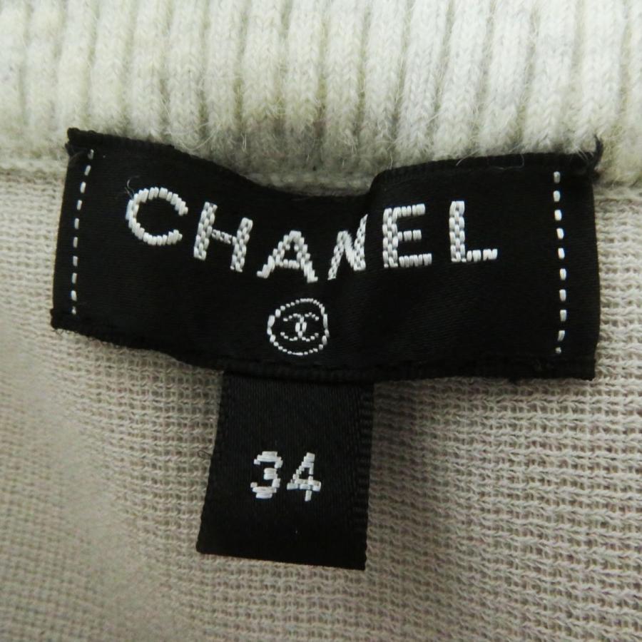 極美品◎正規品 フランス製 CHANEL シャネル P71160 レディース ココマークプレート付 アルパカ混 ニットフレアスカート ライトグレー 34｜brand-td-store｜08