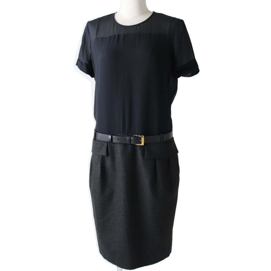 極美 正規品 伊製 グッチ 2635 レディース ベルト キャミソール付き シアートップス ウールスカート ドッキングワンピース 黒 灰 40 M10 St Greenヤフーショッピング店 通販 Yahoo ショッピング