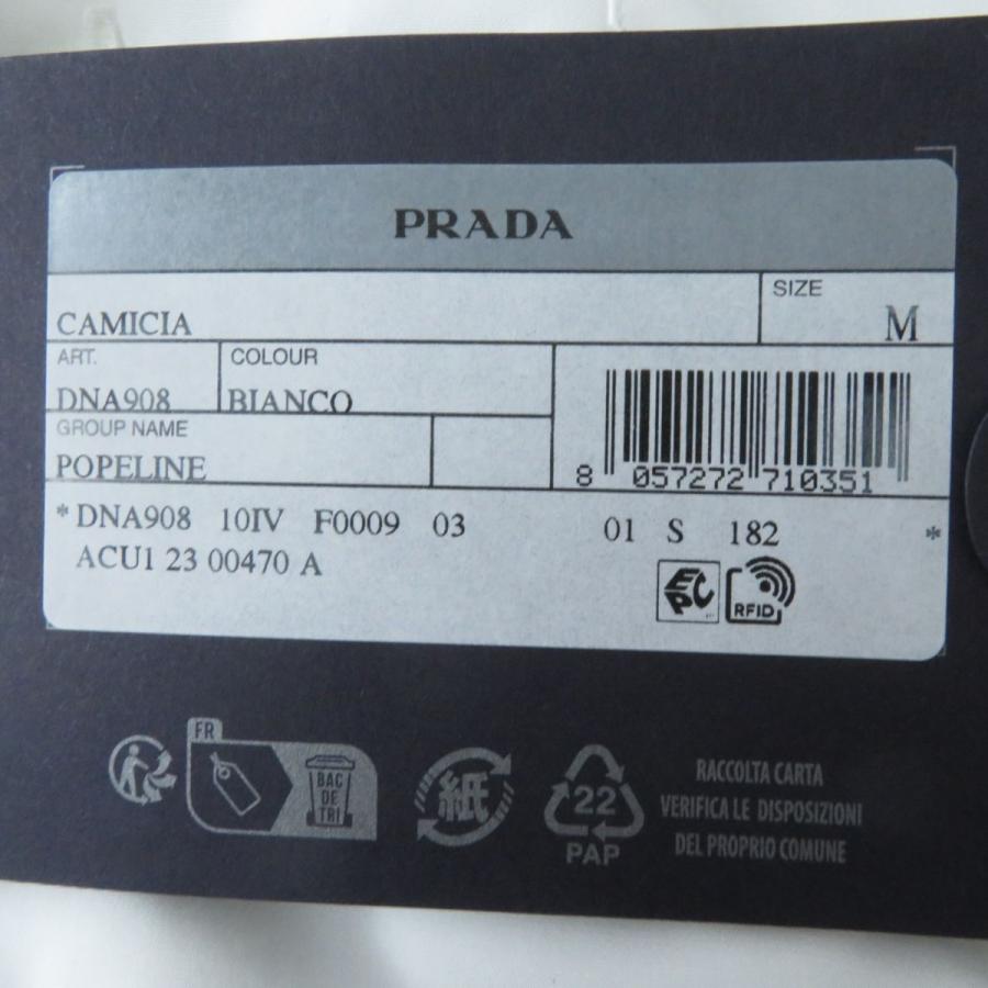 未使用品◎正規品 イタリア製 PRADA プラダ 23SS DNA908 メンズ ロゴパッチ トライアングル ボーリングシャツ BIANCO（白） M タグ付き｜brand-td-store｜14