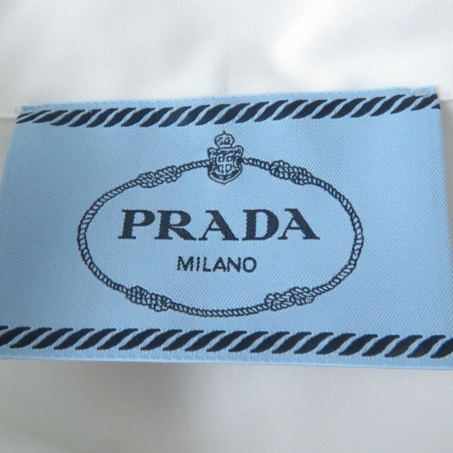 未使用品◎正規品 イタリア製 PRADA プラダ 23SS DNA908 メンズ ロゴパッチ トライアングル ボーリングシャツ BIANCO（白） M タグ付き｜brand-td-store｜05