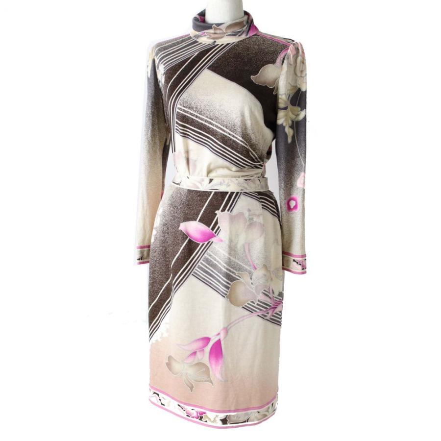 特別価格継続 良品 正規品 レオナール ファッション レディース シルク混 長袖トップス スカート セットアップ マルチカラー 花柄 総柄プリント L 64 純正売り Www Superavila Com