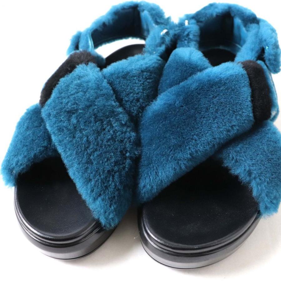 未使用◎PRADA プラダ 8830 レディース クロス リアルファー サンダル