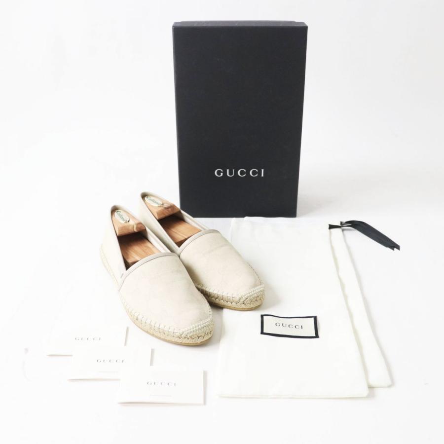 極美品◎GUCCI グッチ 466902 GGキャンバス レザー使い エスパドリーユ スリッポン／フラットシューズ ベージュ 39 1／2 箱・保管袋付き｜brand-td-store｜02