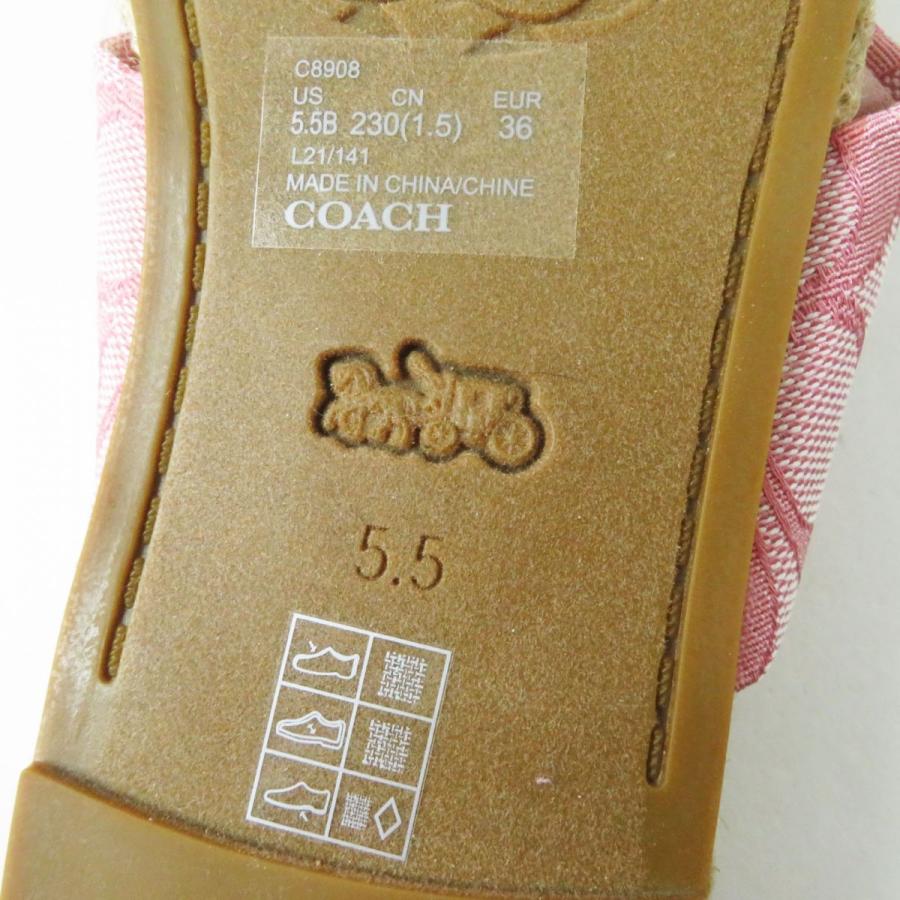 未使用品◎COACH コーチ C8908 レディース エスパドリーユ フラット ジュート サンダル シグネチャー柄 ピンク×ナチュラル サイズ5.5｜brand-td-store｜09