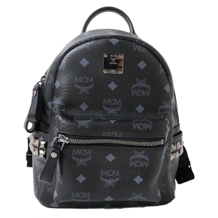 新発売の 美品 Mcm エムシーエム Mmk3ave41 レディース ロゴグラム スタッズ付き レザー ミニ リュックサック バックパック ブラック 黒 1 期間限定送料無料 Www Thaihealthcenter Org