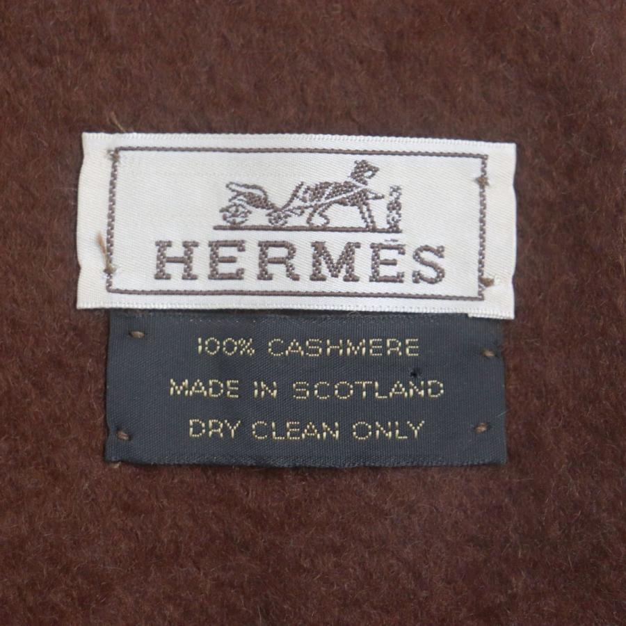 HERMES 美品▽HERMES エルメス ロゴ刺繍入り フリンジ付き HERMES 美品▽HERMES エルメス ロゴ刺繍入り フリンジ付き