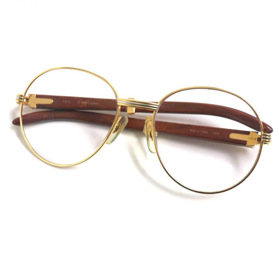 Cartier 良品▽Cartier カルティエ ウッドテンプル ロゴ金具付き Cartier 良品▽Cartier カルティエ ウッドテンプル ロゴ金具付き