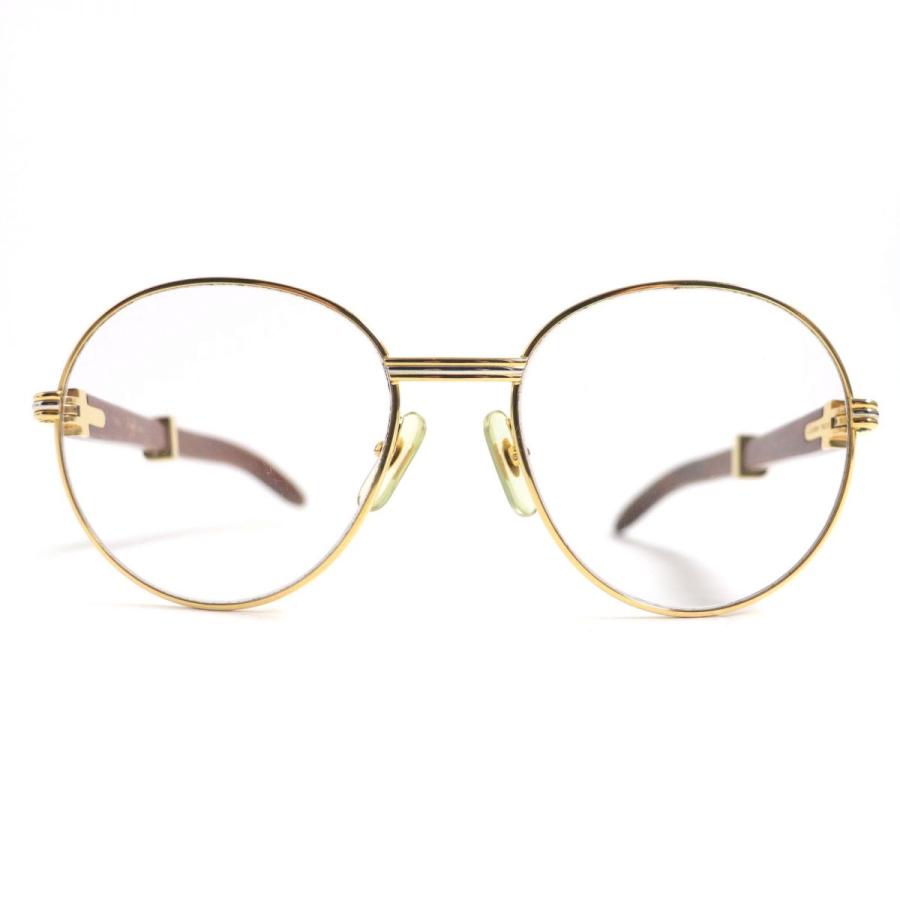 Cartier 良品▽Cartier カルティエ ウッドテンプル ロゴ金具付き Cartier 良品▽Cartier カルティエ ウッドテンプル ロゴ金具付き