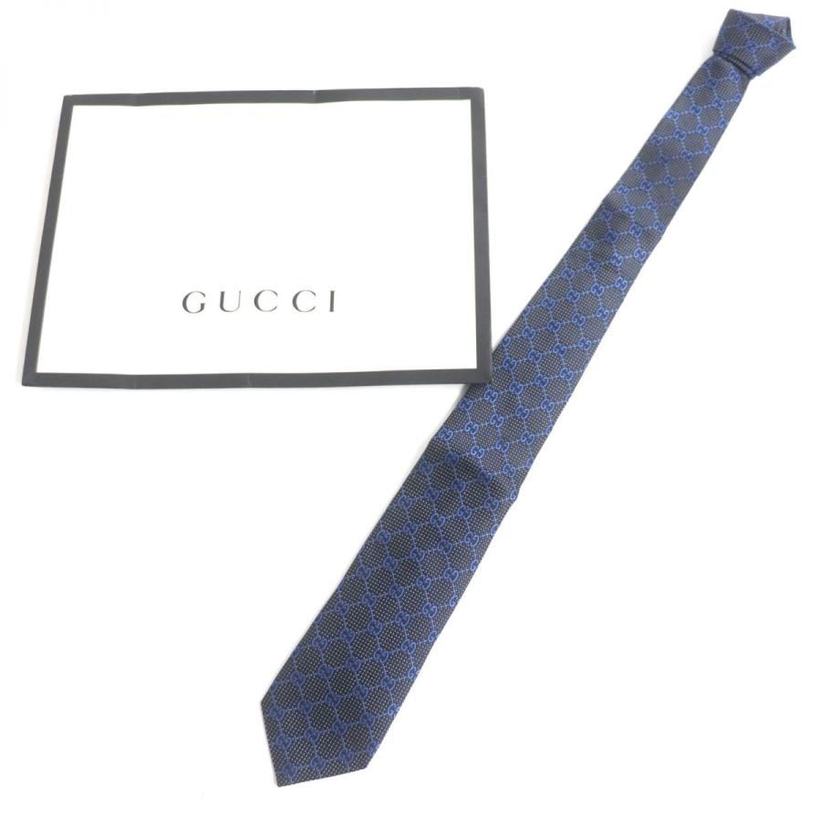 極美品▽GUCCI グッチ 408865 4E002 4069 クラヴァット GG柄 シルク100 