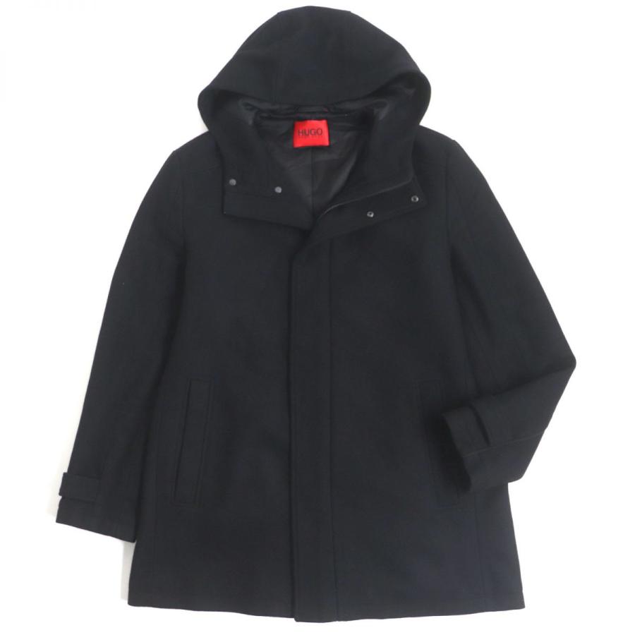 極美品▽HUGOBOSS ヒューゴボス フード付き ZIPUP 中綿入り ウール 
