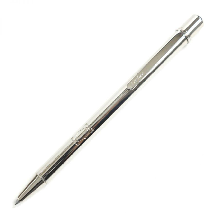 Cartierカルティエツイスト式ボールペン シルバーカラー ケース付き 美品-