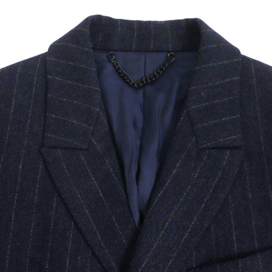 美品▼Paul Smith LONDON  ポールスミスロンドン ウール100% ストライプ柄 ロゴ入りボタン シングル チェスターコート グレー L 日本製 正規品 メンズ 美品▽Paul Smith LONDON ポールスミス ロンドン ロゴ入りボタン