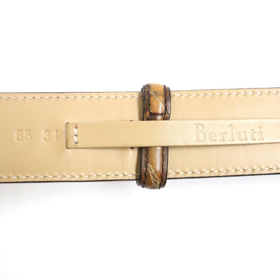 良品▽Berluti ベルルッティ カリグラフィ クラシック レザーベルト  