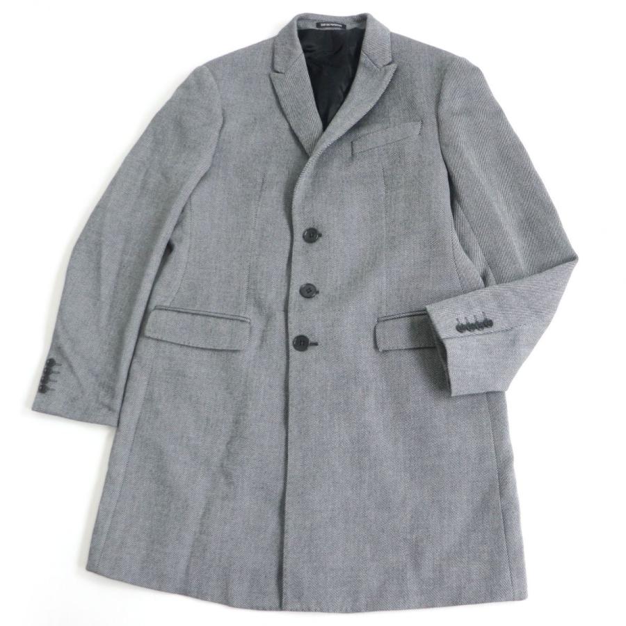 最安値 極美品 18aw 黒タグ エンポリオアルマーニ M Line Exclusive Fabric ピークドラペル シングル チェスターコート 白 黒 54 正規品 メンズ Rehabatriversedge Com