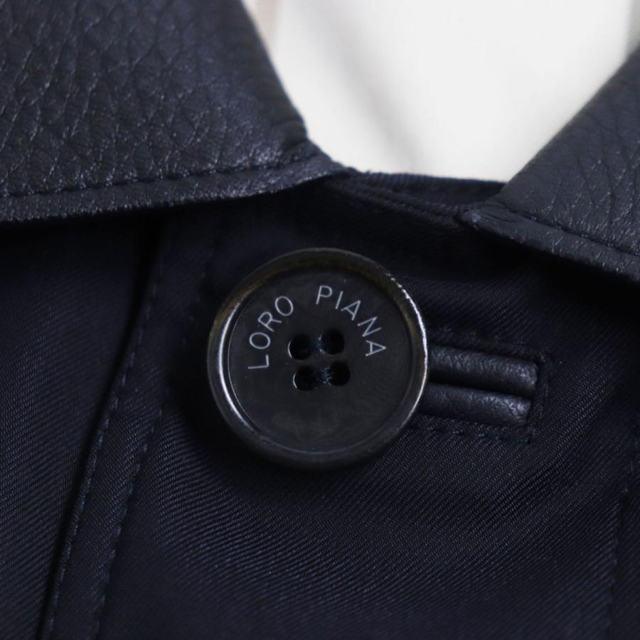 美品○Loro piana ロロピアーナ STORM SYSTEM カシミヤ混 襟シカ革 裏 
