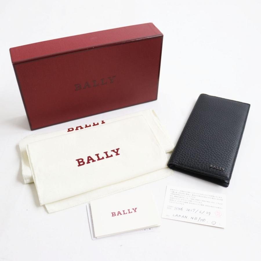 未使用品○BALLY バリー LAKAN レザー ロゴ金具付き 総柄入り 二つ折り 