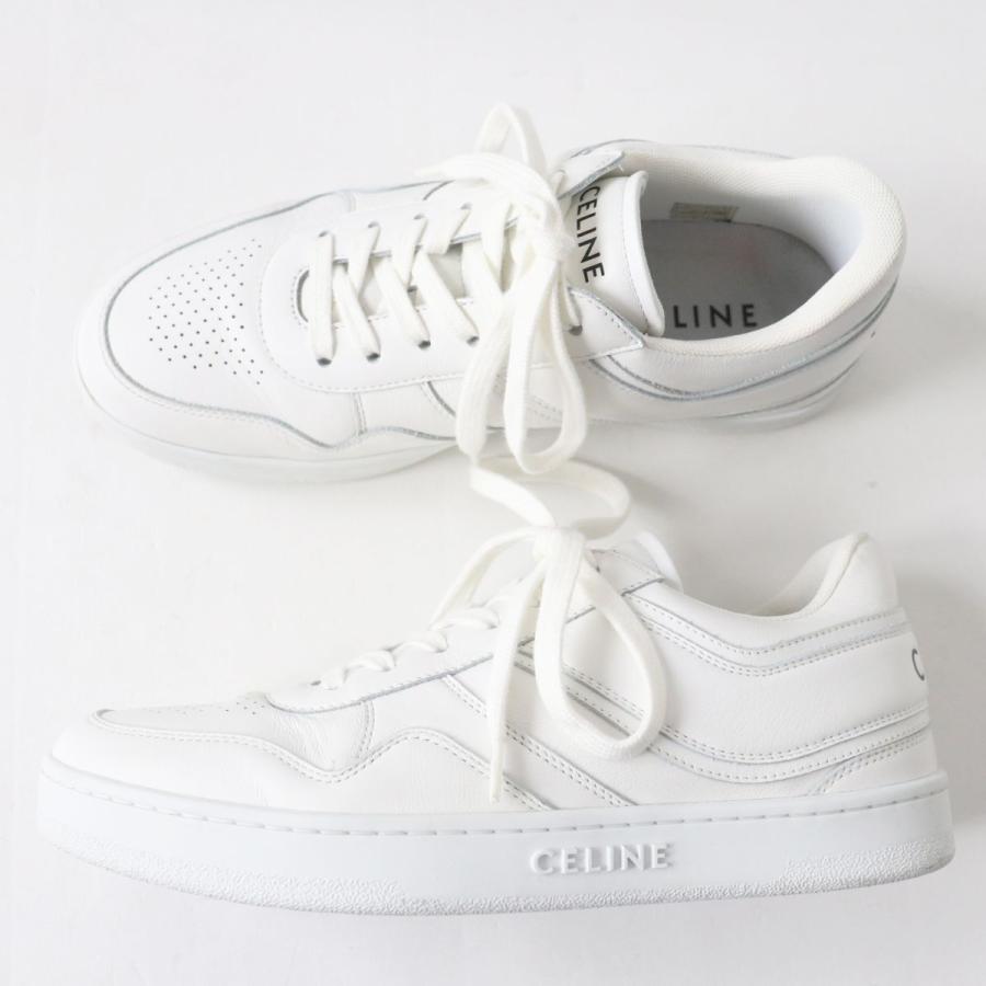 美品○CELINE セリーヌ TRAINER LOW LACE UP SNEAKER 34922 ロゴ入り 