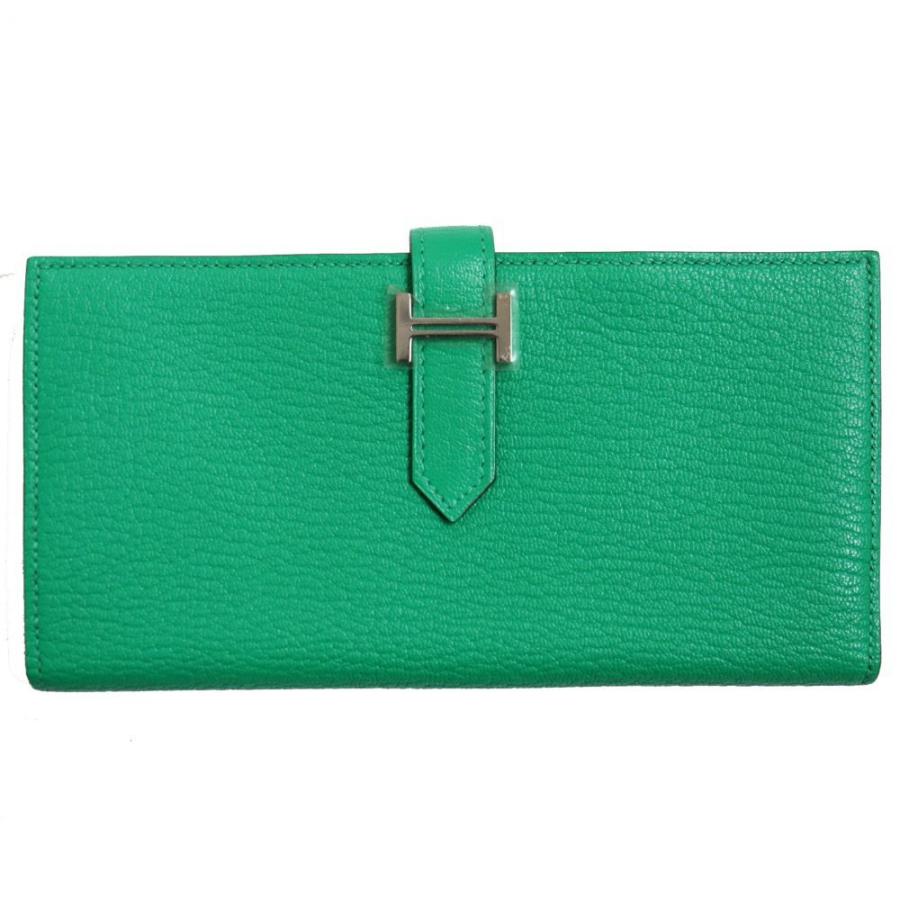 クリスマスツリー特価 エルメス 未使用品 Hermes ベアンスフレ メンズ 箱付き フランス製 T刻印 シルバー金具 ミント 長財布 レザーウォレット シェーブル 財布 Albinofoundation Org