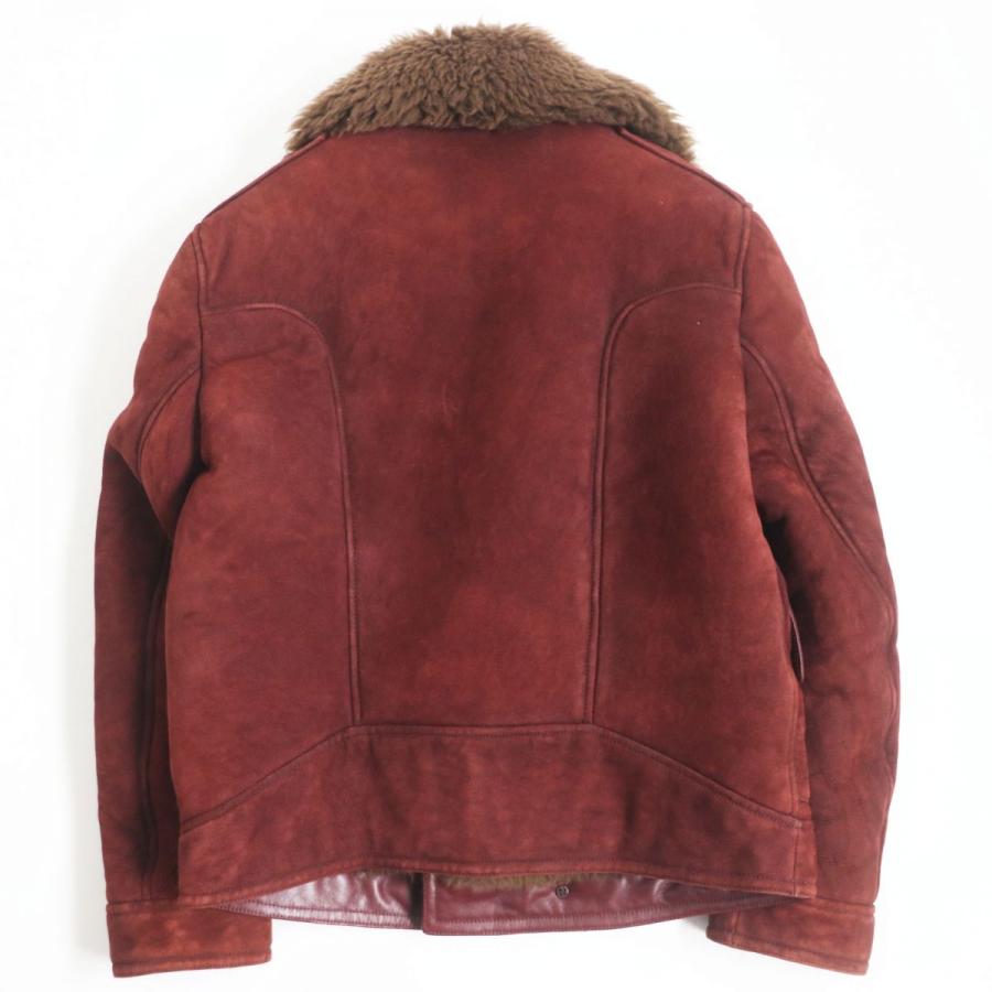 良品○GUCCI グッチ 329670 ラムレザー ダブルブレスト ムートン 