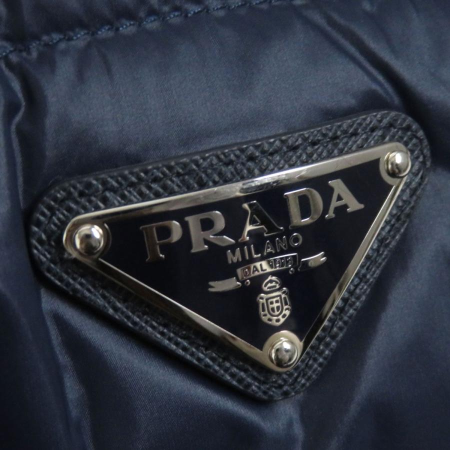 極美品▽PRADA プラダ 三角ロゴプレート付き スタンドカラー スナップ