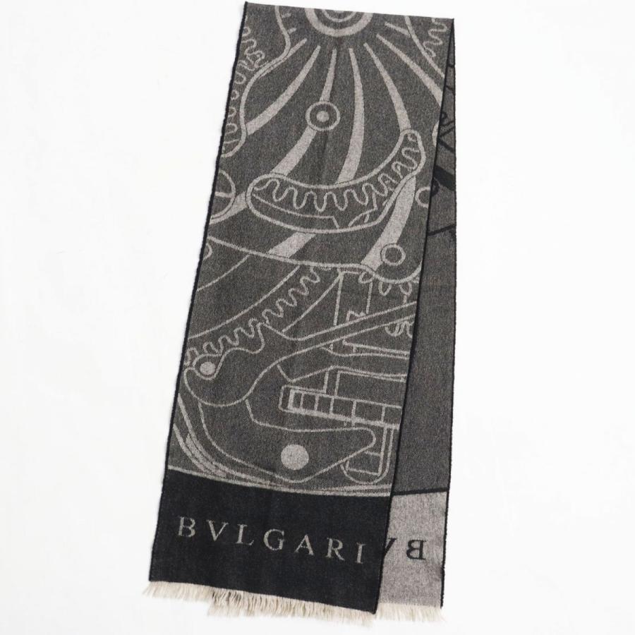 美品○BVLGARI ブルガリ カシミヤ×シルク ロゴ入り フリンジ 美品○BVLGARI ブルガリ カシミヤ×シルク ロゴ入り フリンジ