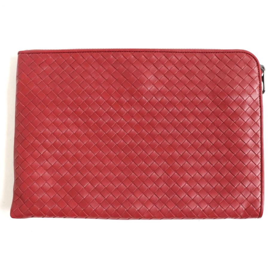 極美品▽ボッテガヴェネタ 406021 イントレチャート レザー クラッチバッグ/ドキュメントケース BACCARAROSE/赤系 イタリア製  保存袋付き