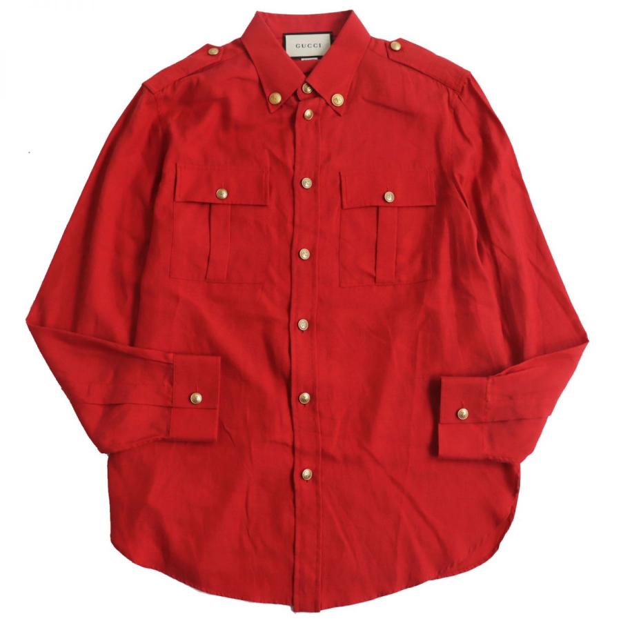 美品○GUCCI グッチ 619032 金ボタン エポレット付き 長袖 ボタン  