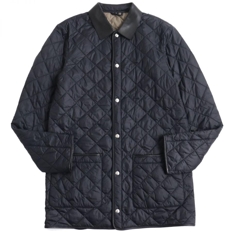 極美品○dunhill ダンヒル 襟/パイピングレザー 中綿入り キルティング  