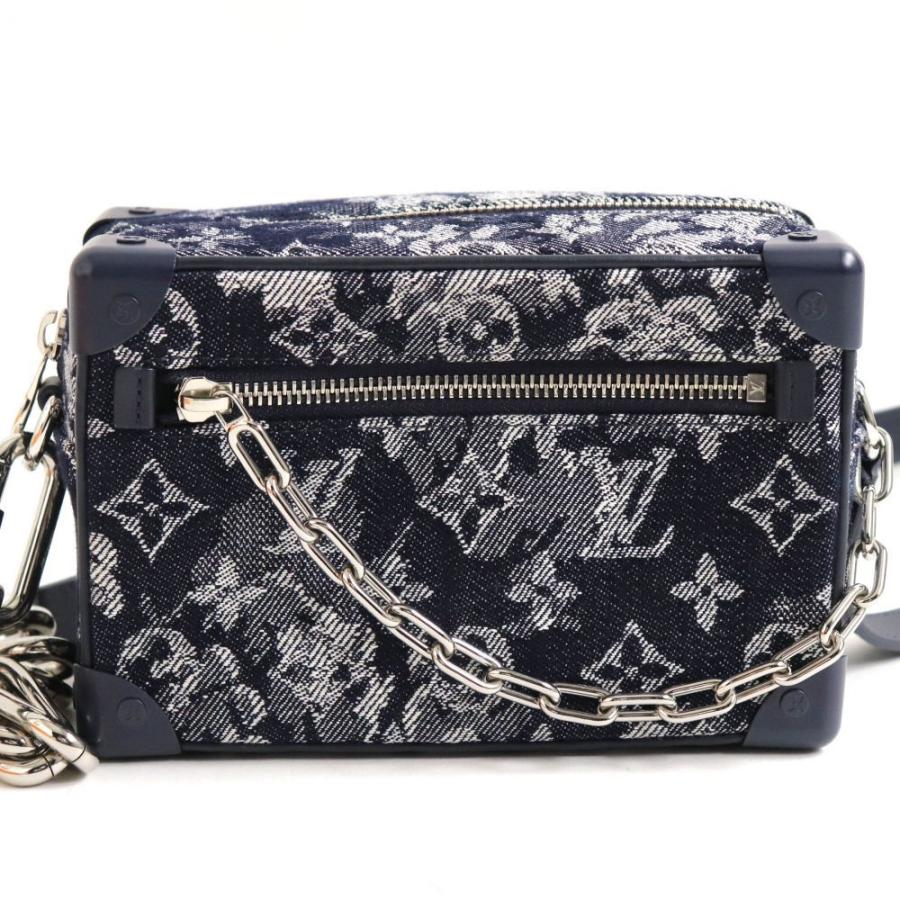 種類豊富な品揃え M 美品 ルイヴィトン モノグラム メンズ 箱付き フランス製 ネイビー系 ショルダーバッグ ソフトトランク ミニ タペストリー バッグ