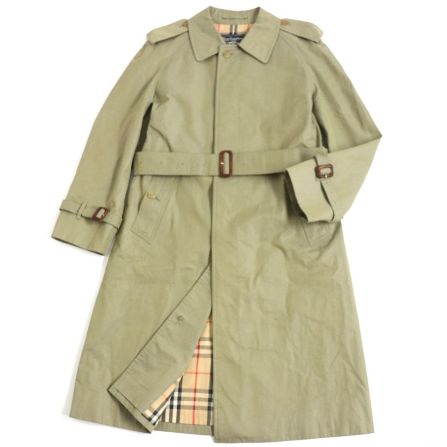 良品▽バーバリー 裏地ノバチェック柄 エポレット・ベルト付き
