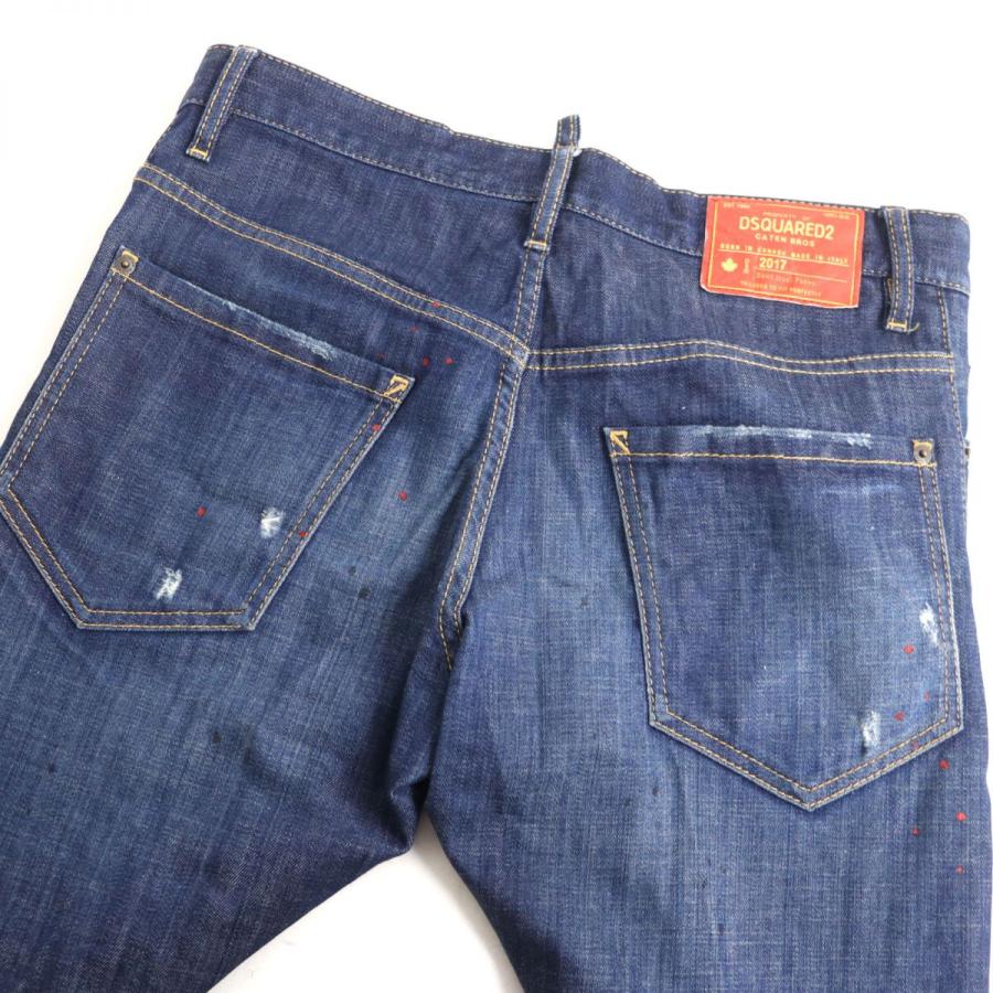 値下げ 中古美品 DSQUARED2 ダメージ加工ブルー デニムストレッチ 中古・古着通販】DSQUARED2 (ディースクエアード) ダメージ加工