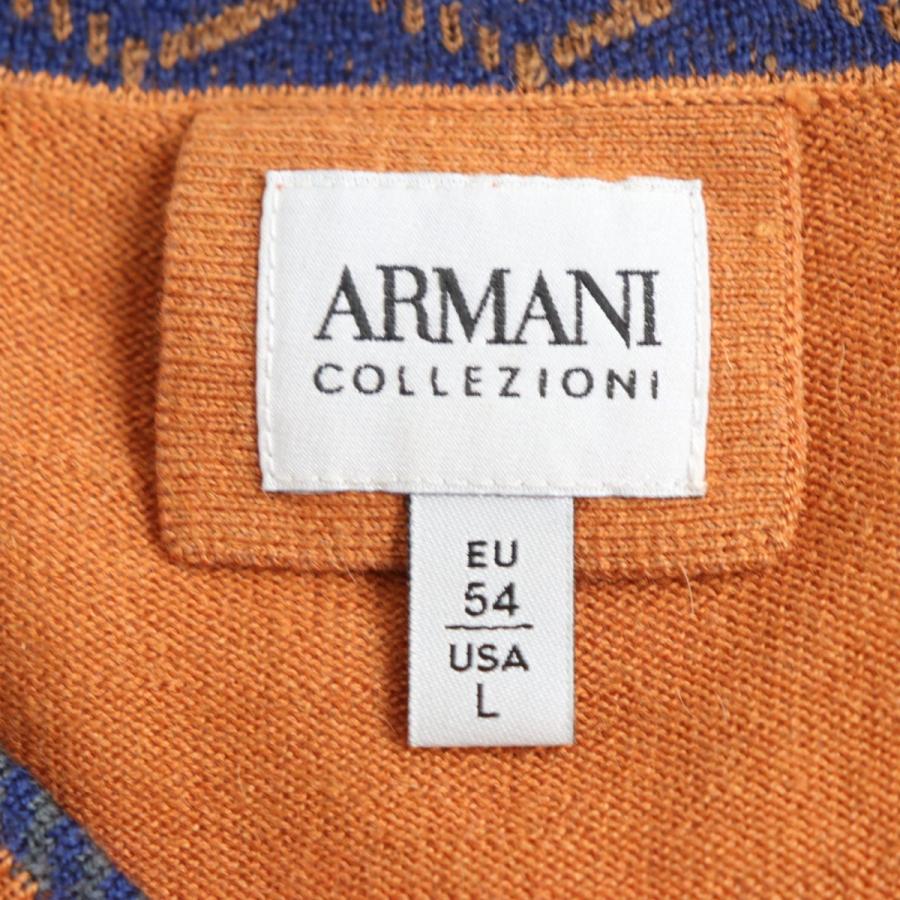 極美品◆ARMANI COLLEZIONI アルマーニ コレツィオーニ  シルク×キャメル Vネック ニット/セーター オレンジ 54 メンズ 正規品｜brand-td-store｜05