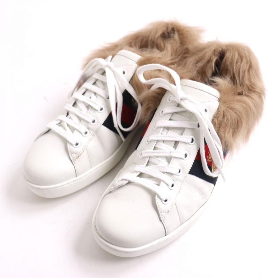 美品◇GUCCI グッチ ウェブライン エース エンブロイダリーファー