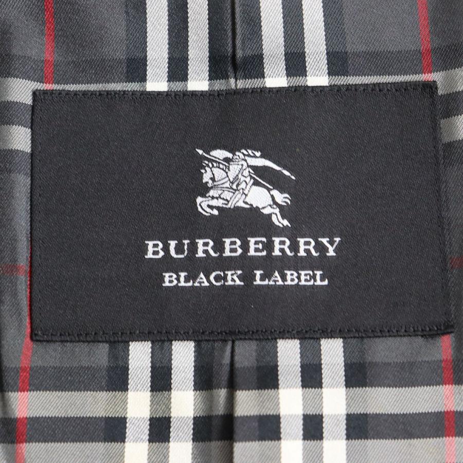 美品◆BURBERRY BLACK LABEL バーバリーブラックレーベル ロゴボタン 比翼 カシミヤ混 ウールステンカラーコート ブラック M メンズ 正規品｜brand-td-store｜06