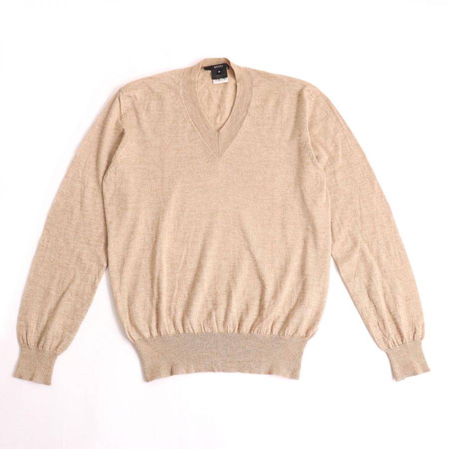 美品◇GUCCI グッチ Vネック キャメル×シルク 長袖ニット/セーター