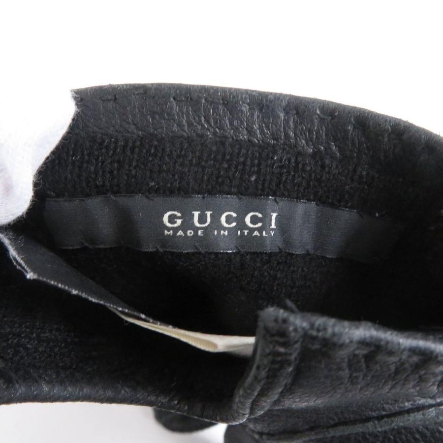 良品□GUCCI/グッチ　GGロゴ金具　鹿革　ディアスキン　裏カシミヤ100％　レザーグローブ/手袋　ブラック　イタリア製　正規品　メンズ｜brand-td-store｜06