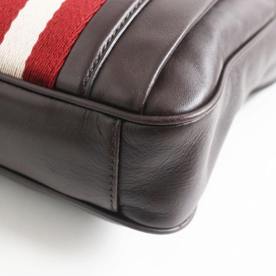 美品□BALLY/バリー OISTON-MD ストライプ 斜め掛け レザー ショルダー