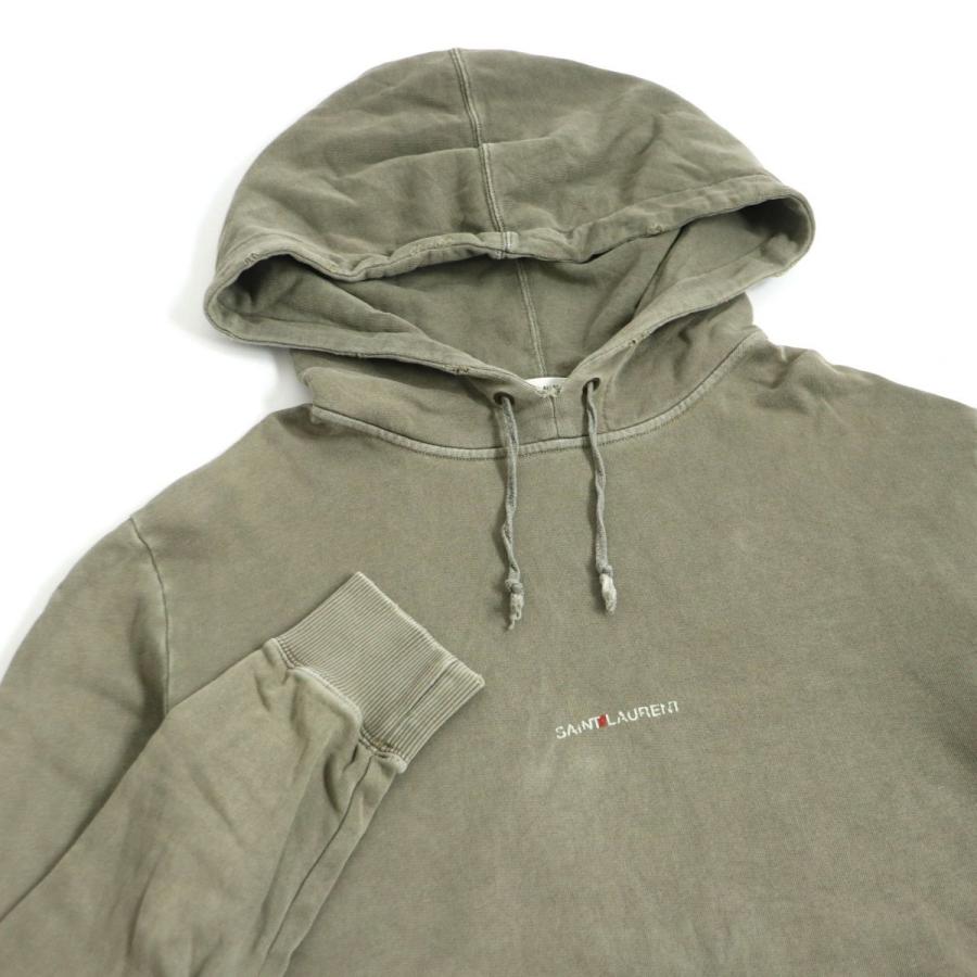 極美品□2018年製 サンローランパリ 532119 USED加工 ロゴフーディー 