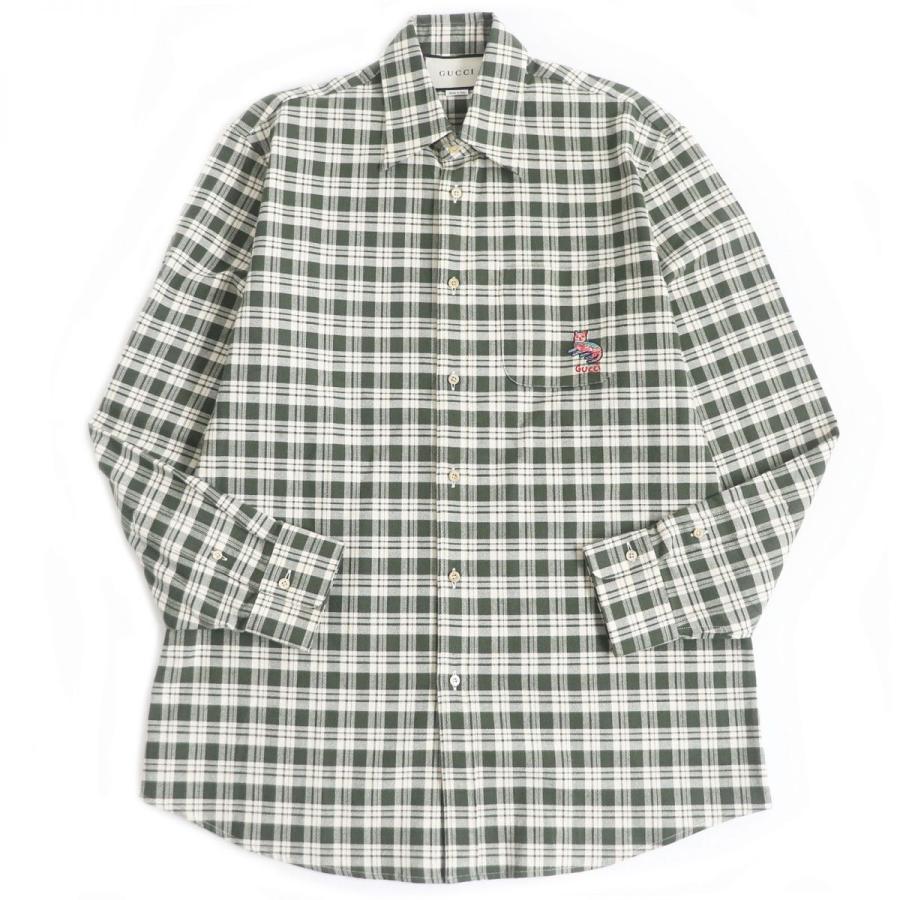 極美品□GUCCI/グッチ 633460 チェック柄 キャットパッチ ロゴボタン 