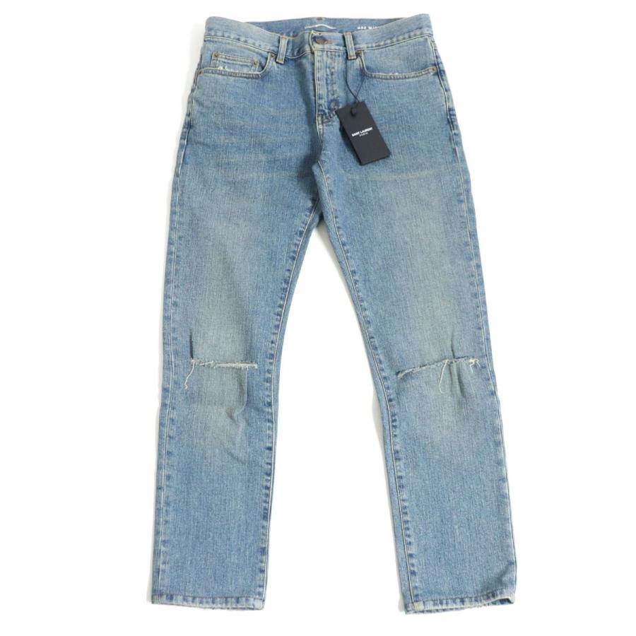 未使用品 15年製 サンローランパリ Used加工 クラッシュデニムパンツ スキニーパンツ ブルー 29 イタリア製 正規品 メンズ T05 St517 Greenヤフーショッピング店 通販 Yahoo ショッピング