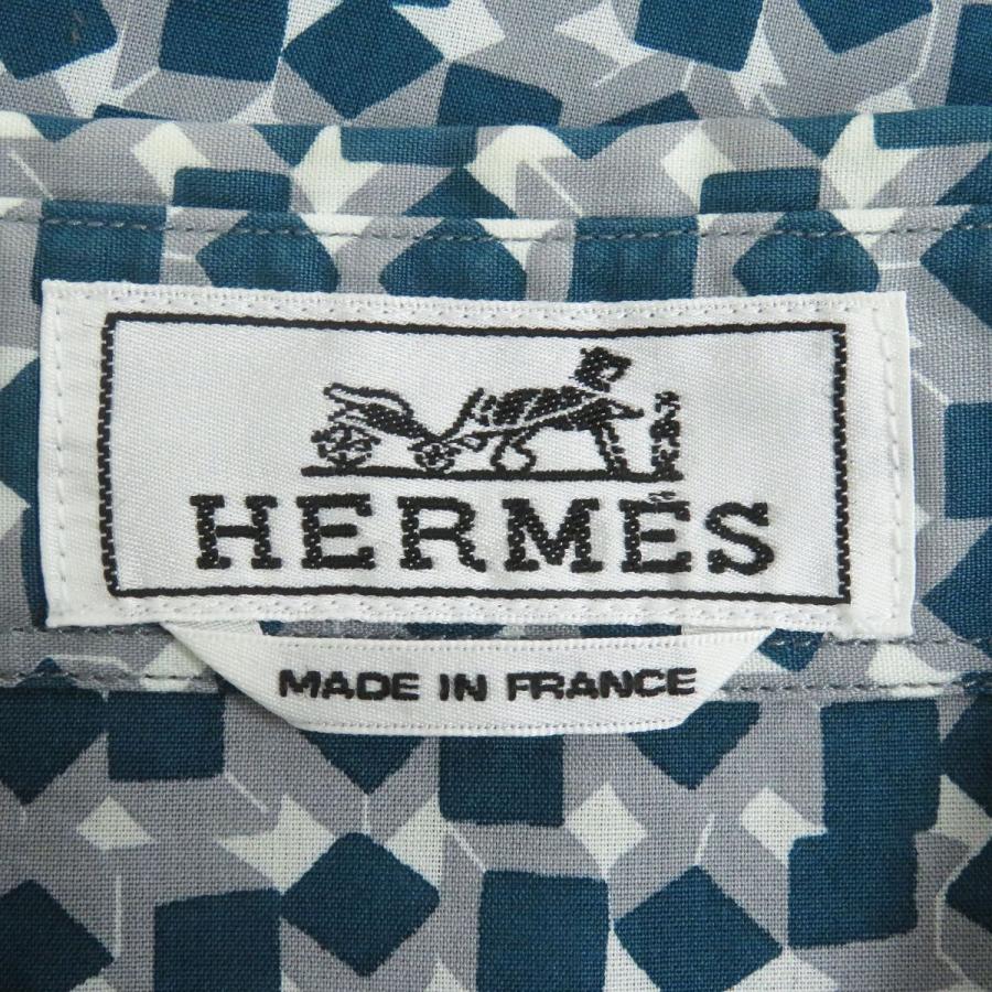 HERMES 美品□HERMES/エルメス ブロック 総柄 シェルボタン 袖口 HERMES 美品□HERMES/エルメス ブロック 総柄 シェルボタン 袖口