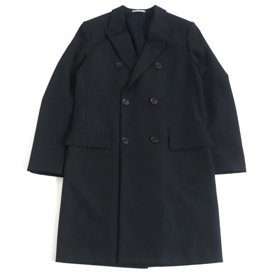 Dior Homme ブラック ダブルブレスト ロングコート 44