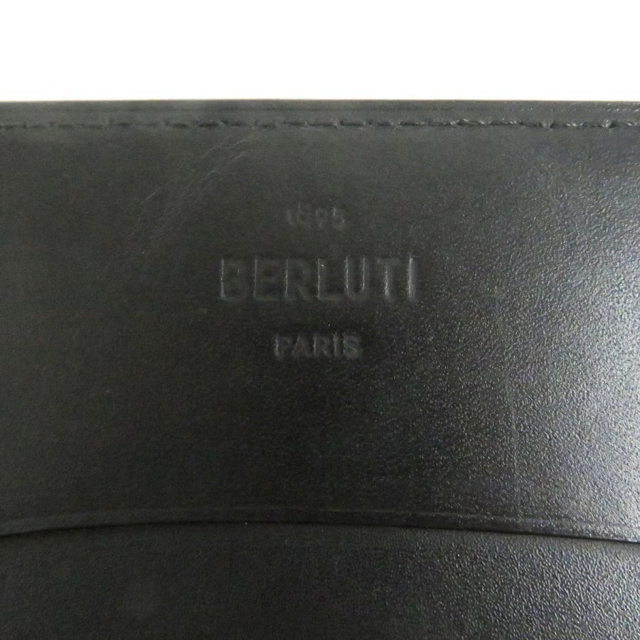 美品□2021年製 BERLUTI/ベルルッティ インブイア カリグラフィ スクリット 二つ折り レザーカードホルダー/名刺入れ ブラック メンズ
