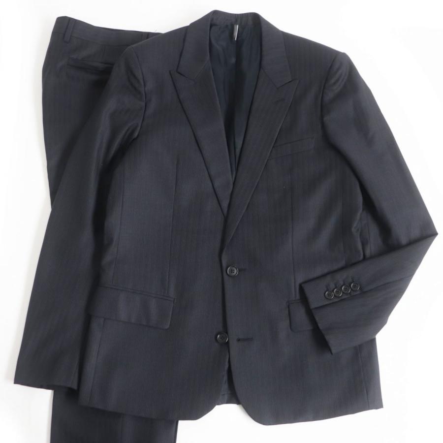 美品□Dior HOMME/ディオールオム ストライプ柄 ピークドラペル 