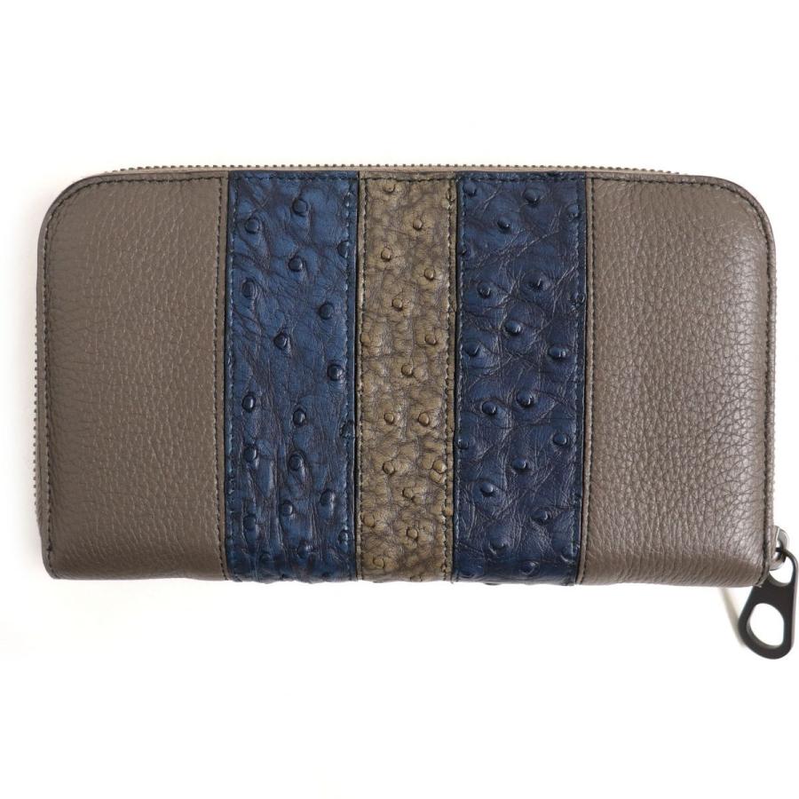 美品□ボッテガヴェネタ オーストリッチ/レザー ラウンドファスナー ロングウォレット/長財布 ブラウン/ネイビー イタリア製 箱付き メンズ  :t10-st20602-55242:GREENヤフーショッピング店 - 通販 - Yahoo!ショッピング