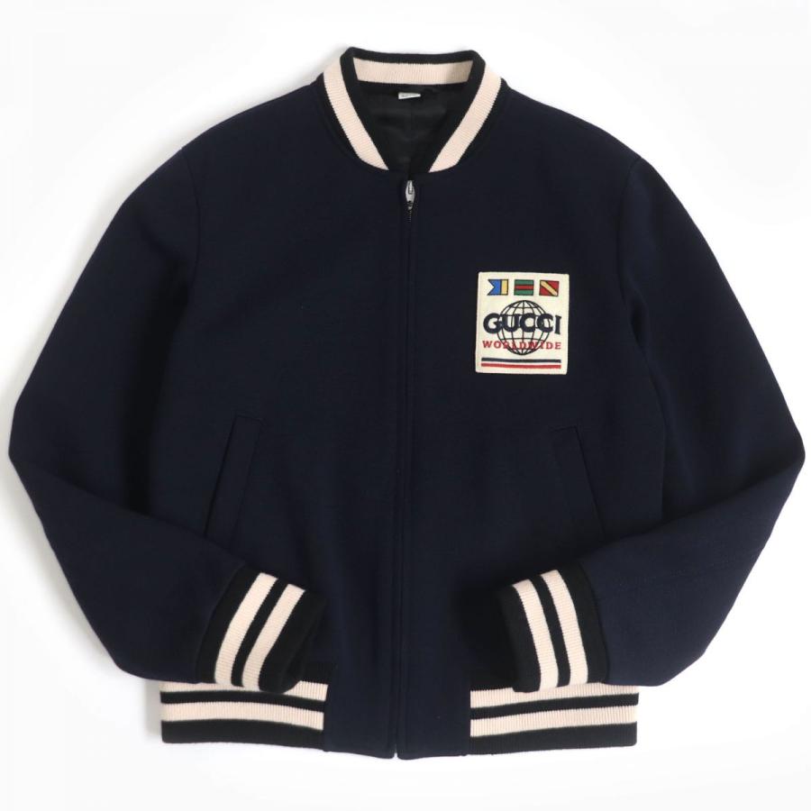 極美品□GUCCI/グッチ 598731 ロゴワッペン ウール スタジャン 極美品□GUCCI/グッチ 598731 ロゴワッペン ウール スタジャン