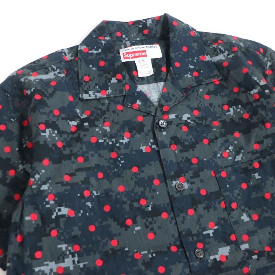 極美品 シュプリーム×コムデギャルソン シャツ S2SS13 Loop Collar Shirt デジタルカモ/ドット柄 半袖シャツ XS